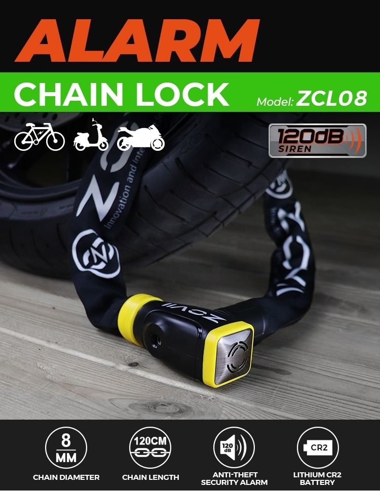 Factory Price Bike Lock Chain Wather-Proof Electronics Alarm Lock Security Motorcycle Alarm Lock Bike