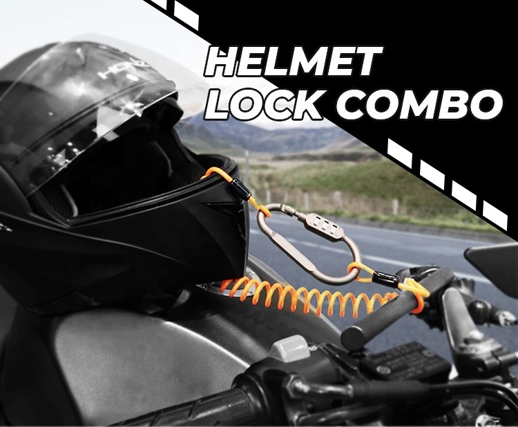 High-Security Helmet Lock Retractable E Bike Cable Lock Motorcycle E Scooter Helmet Anti Theft Lock