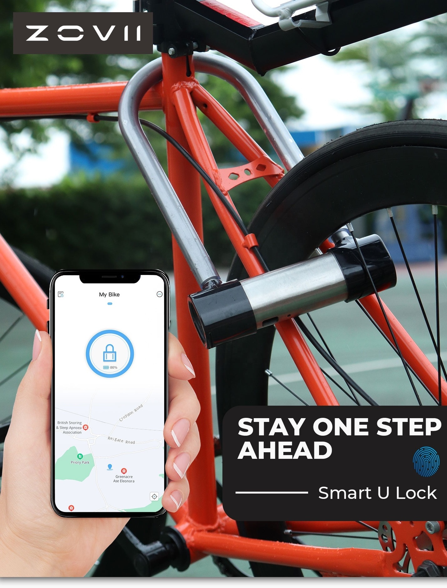 Factory Direct smart u shape fingerprint bluetooth bicycle locks of metal anti-cutting for bike motorcycle