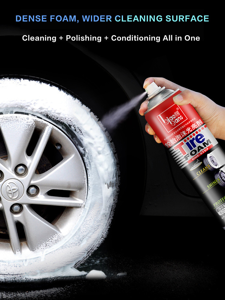 Manufacturer Car Tire Foam Polisher and Cleaner super cleaning spray wheel tire Foam Polish  Auto Spray for Tire Cleaner