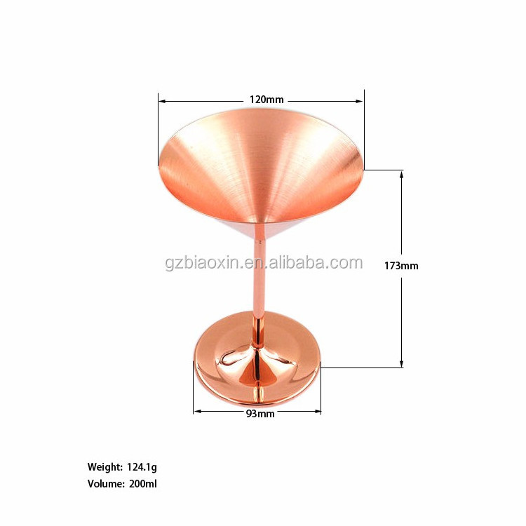 Stainless steel 304  Martini Cup Goblet with copper plated color Cocktail goblet Bar cup bar tools