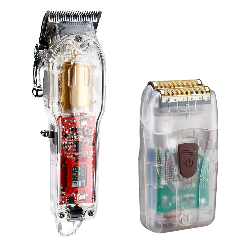 Salon Clippers JM-100AT Rechargeable LCD Transparent Hair Clippers Electric Shaver Hair Trimmers Grooming Kit For Man