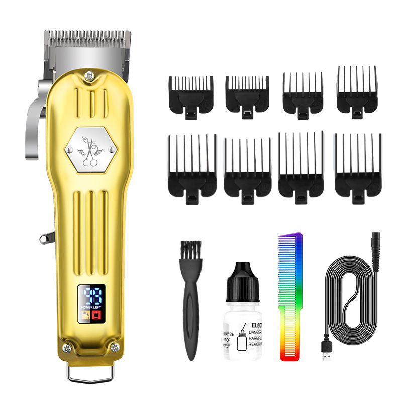 Metal Cordless Hair Trimmer Hair Cutting Machine Barber Gold Electric Metal for Men USB Haircut Free Spare Parts Hair Clippers