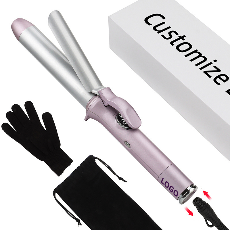 Factory Custom Tourmaline Ceramic uto Rotating Curling Iron Coating Barrel Styling Tool LCD Negative Ions Curling Iron Wand