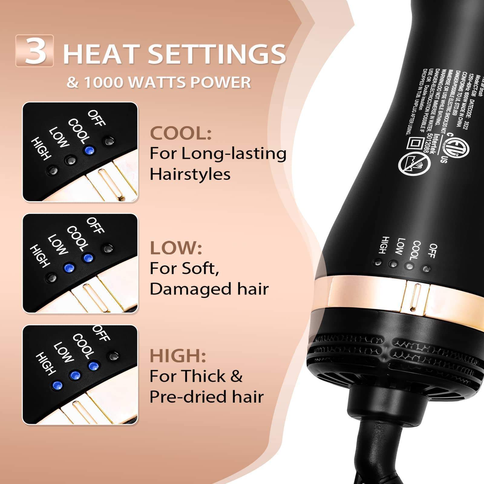 OEM Brands Professional 4 In 1 Hot Air Brush Electric Comb Fast Hair Straightener One Step Straight Hair Dryer Comb