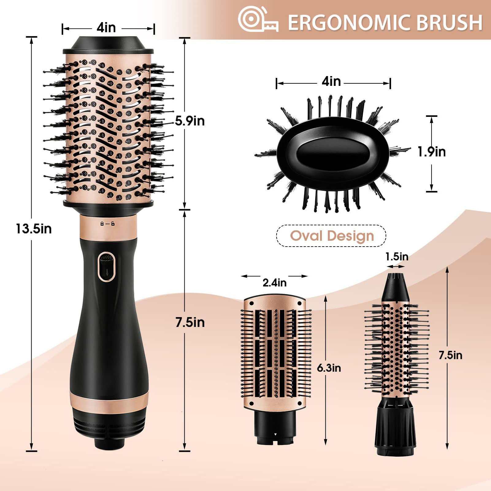 OEM Brands Professional 4 In 1 Hot Air Brush Electric Comb Fast Hair Straightener One Step Straight Hair Dryer Comb