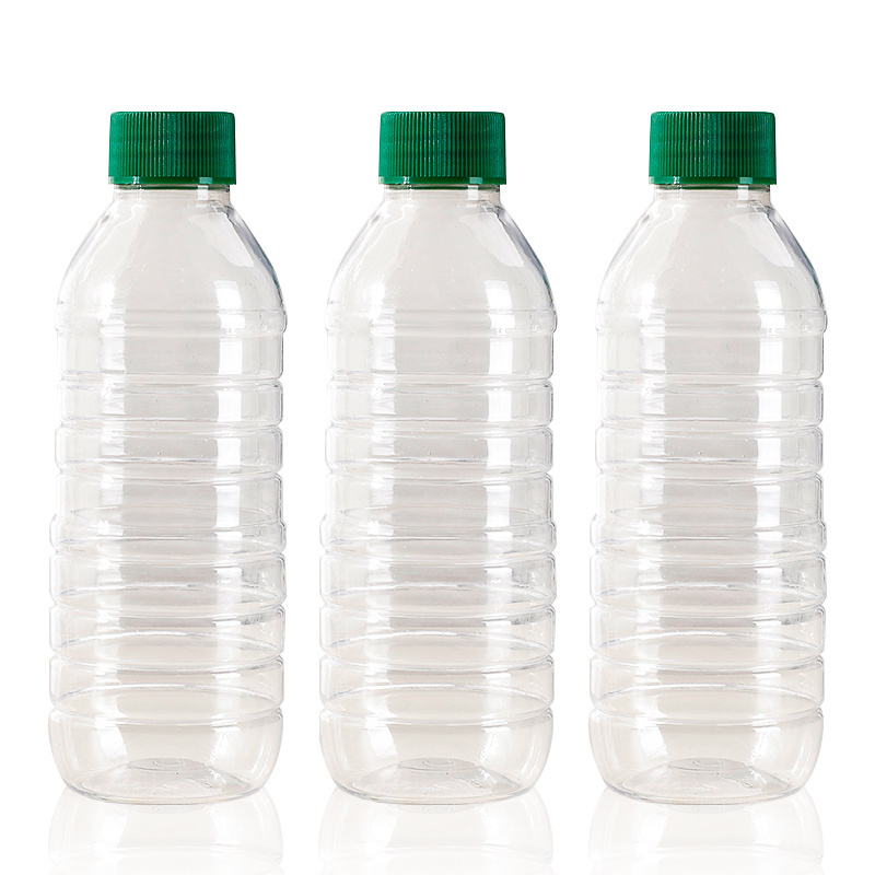 300ml Transparent Round PET Mineral Water Bottles Disposable Plastic Beverage Juice Drinking Bottle with Cap