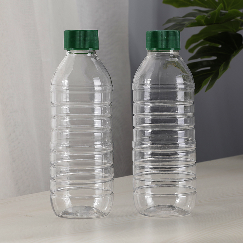 300ml Transparent Round PET Mineral Water Bottles Disposable Plastic Beverage Juice Drinking Bottle with Cap