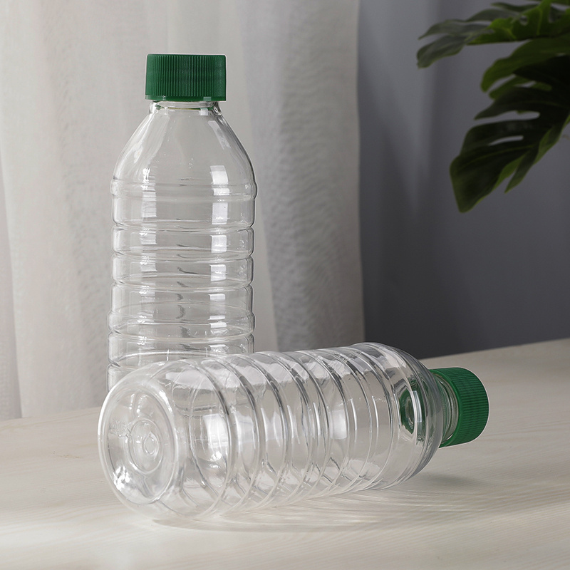 300ml Transparent Round PET Mineral Water Bottles Disposable Plastic Beverage Juice Drinking Bottle with Cap