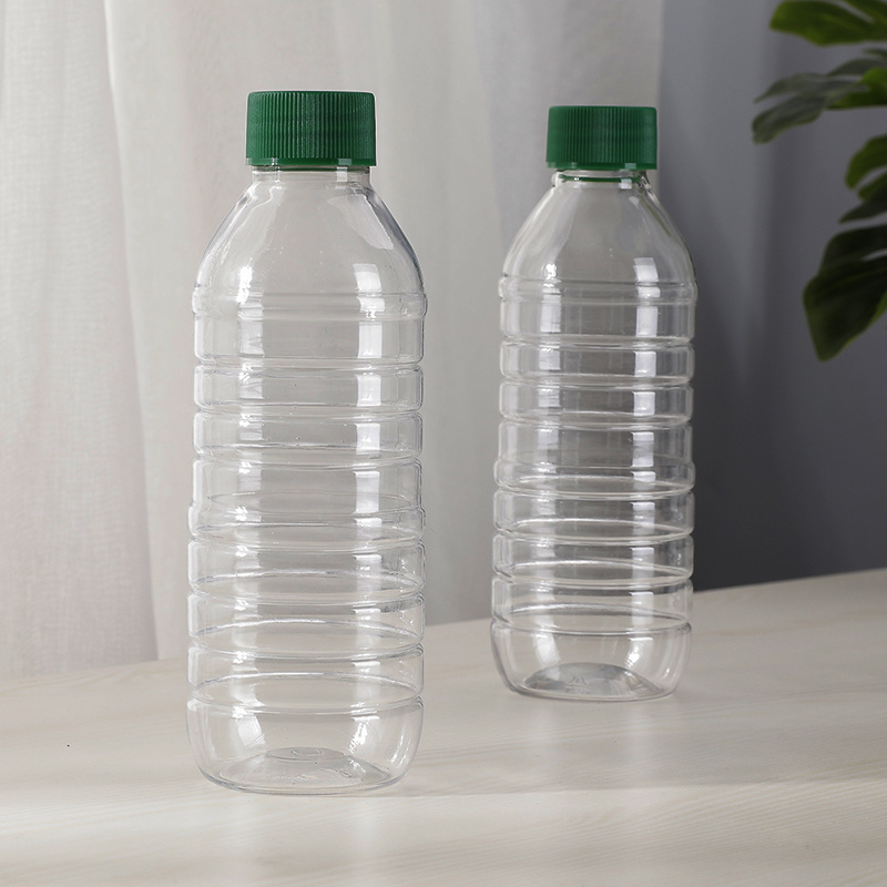 300ml Transparent Round PET Mineral Water Bottles Disposable Plastic Beverage Juice Drinking Bottle with Cap