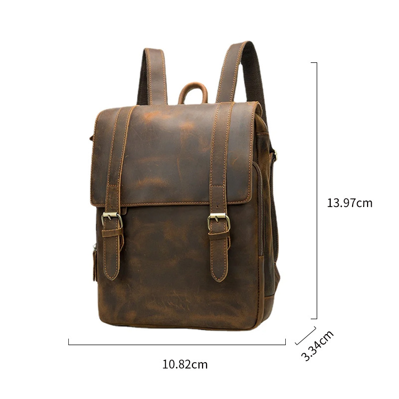 Custom Large Capacity Knapsack Mountaineer Backpack Men's Oil Wax Canvas With Full Grain Leather Travel Shoulder Rucksack