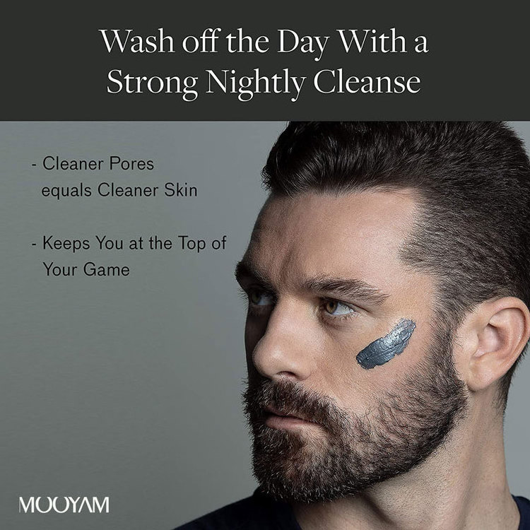 OEM private label natural organic deep cleansing smooth face charcoal cleanser men's face wash for oily skin