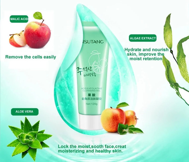 OEM fruit acid deep exfoliating cleanser gel skin care products deep cleansing shrink pore whitening exfoliating gel