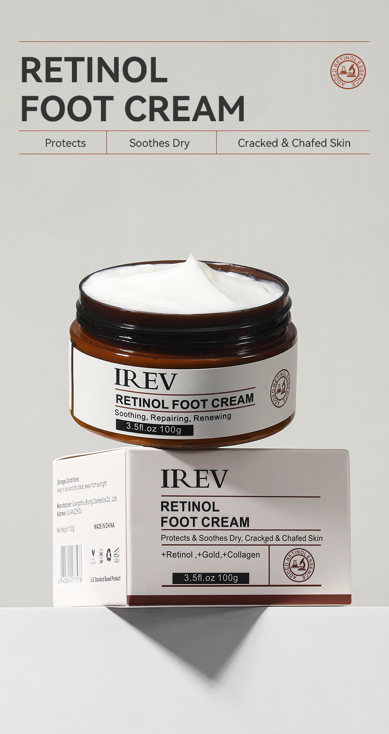 Retinol Foot Care Cream Ror Cracked Heels Exfoliating Anti Crack Peeling Dead Skin Removal Foot Repair Whitening Foot Cream