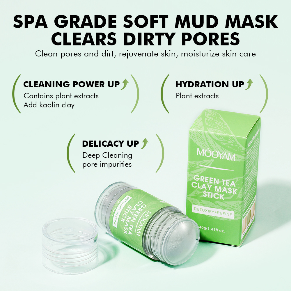 Face Mask Stick Anti Blemish Stick Cleansing Green Clay Face Mud Facial Anti Ance Blackhead Green Tea Mask Stick