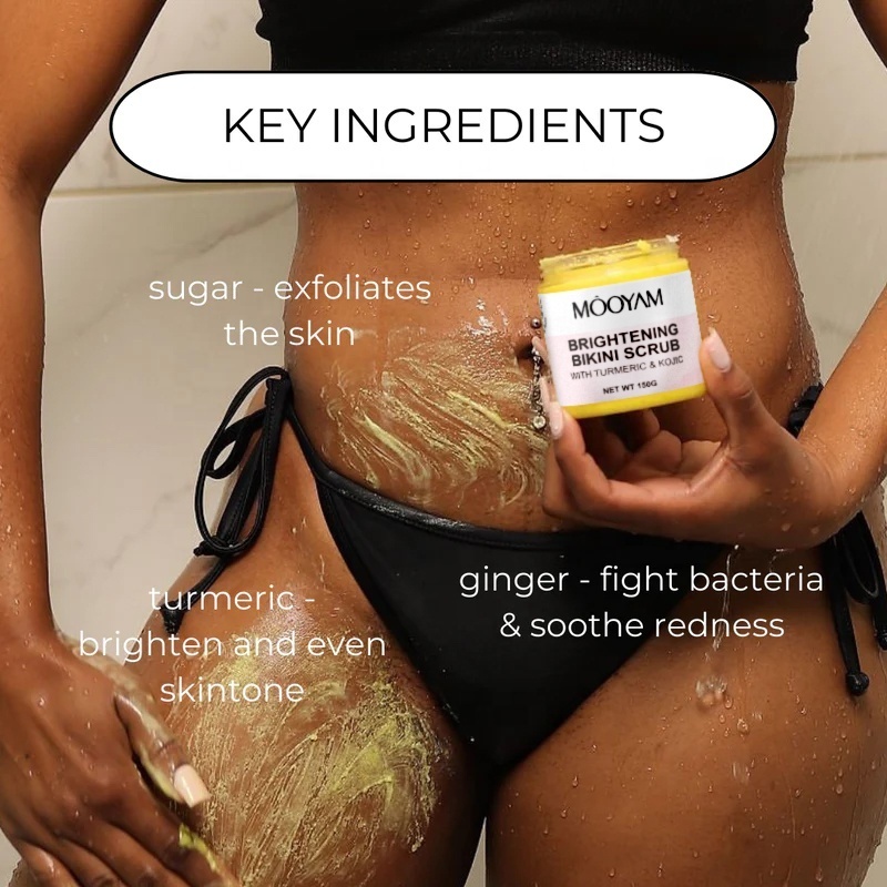 Kojic Acid Turmeric Bikini Body Scrub remove dark spots Whitening Bright Underarm Bikini Scrub for Ingrown Hair