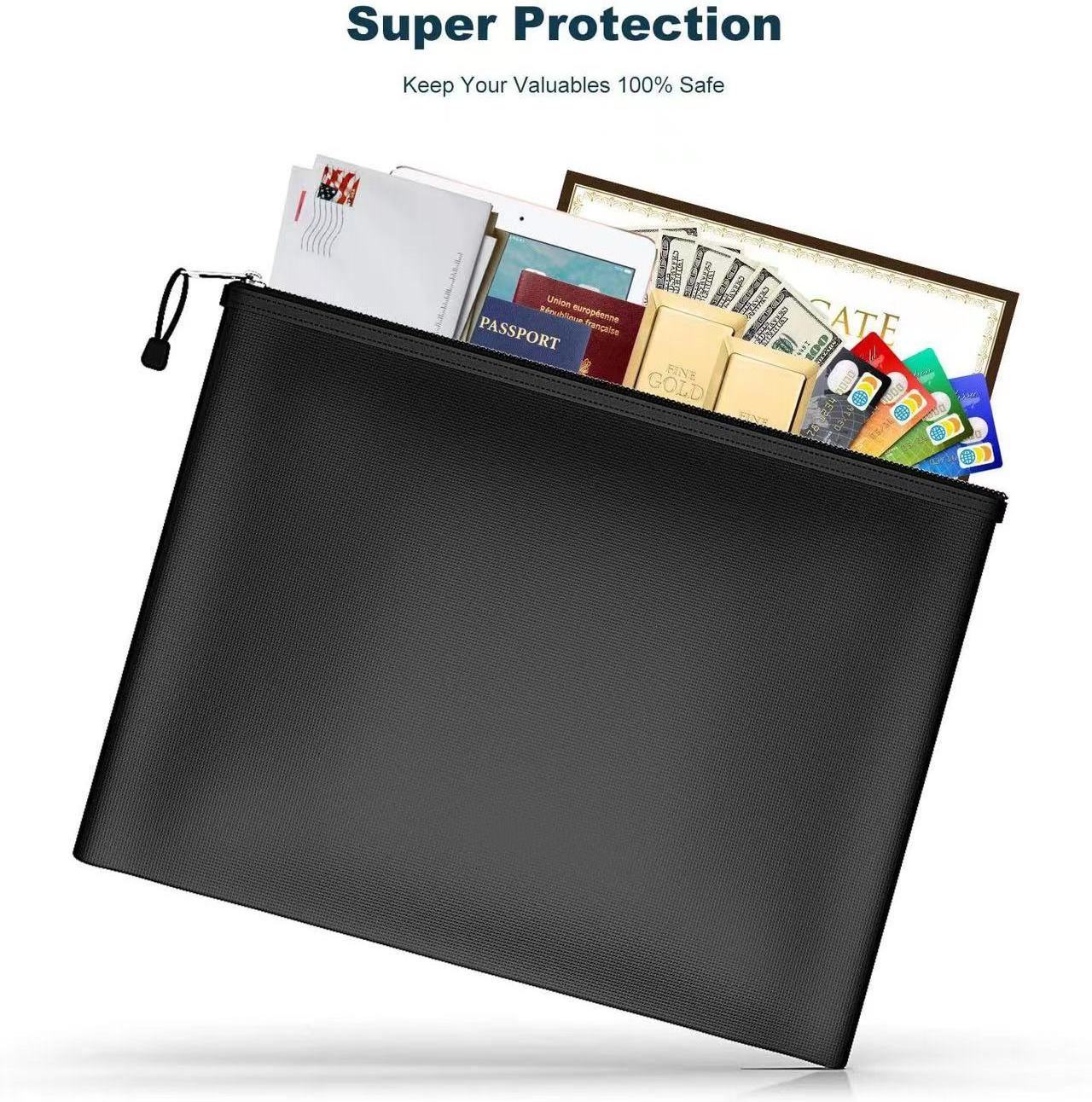 Fireproof Safe Money Document Bags 2 Size for A4 A5 Documents Cash Passport Tablet Holder File