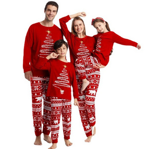 Customized Christmas pajama set Christmas Eve clothing striped pajamas family parent-child clothing