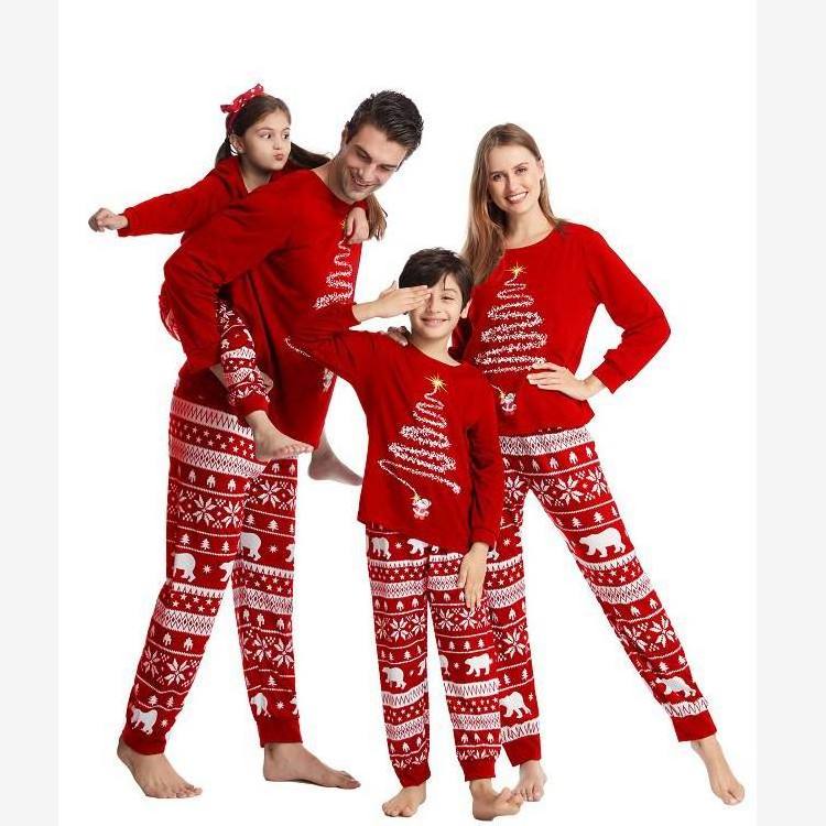 Customized Christmas pajama set Christmas Eve clothing striped pajamas family parent-child clothing