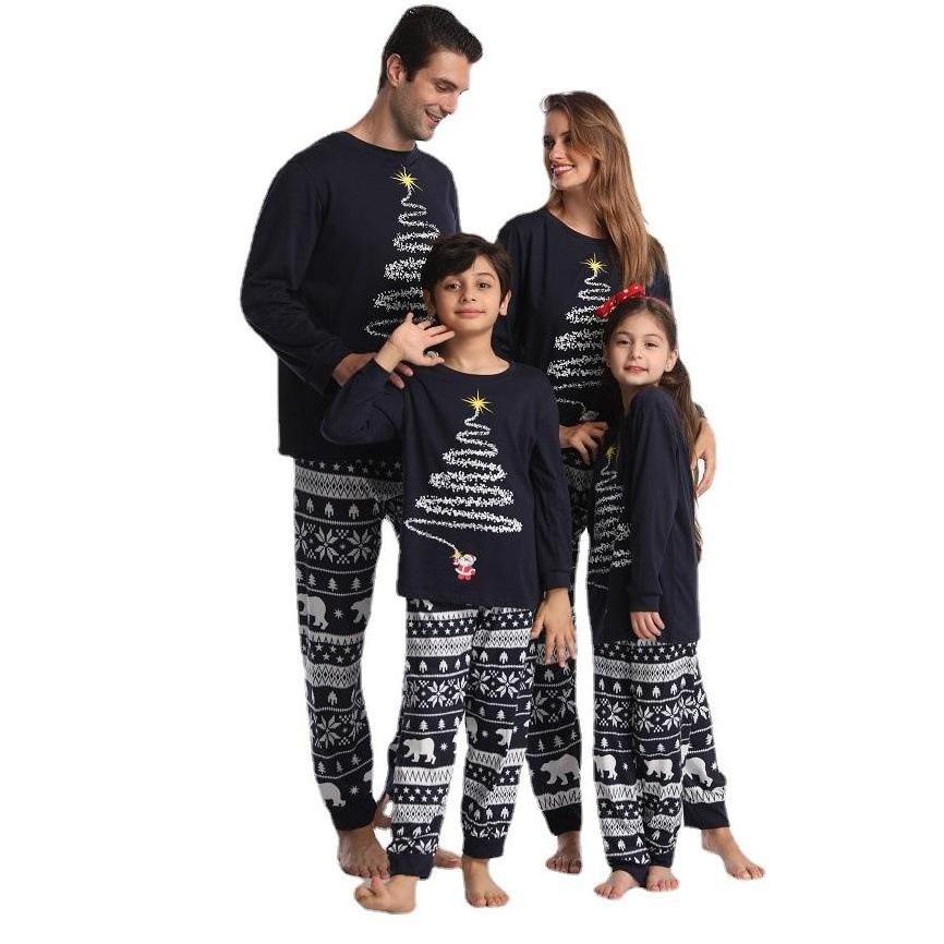 Customized Christmas pajama set Christmas Eve clothing striped pajamas family parent-child clothing