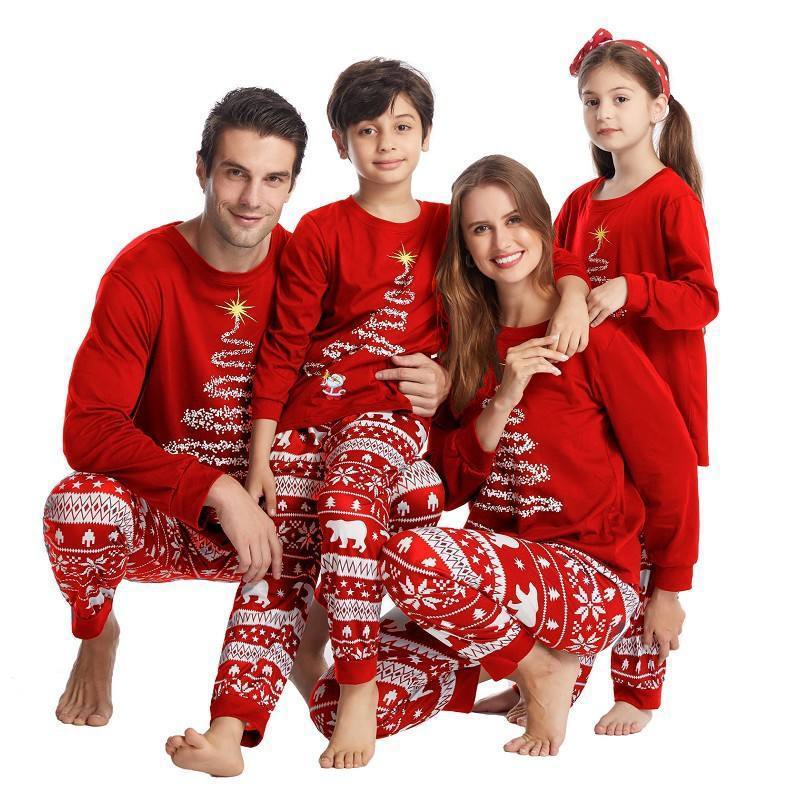 Customized Christmas pajama set Christmas Eve clothing striped pajamas family parent-child clothing