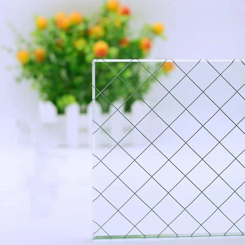 6mm 8mm 10mm Tempered or Laminated Chicken Wire Glass Suppliers for Hotel Decoration Facade Walls with Fire Rated