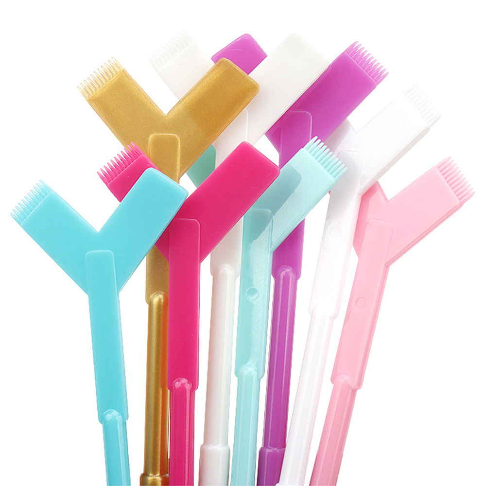 Plastic Eyelash Perming Stick Tool Hot Glue Spoon Y Shape Comb Brush Lash Lifting Curler Applicator