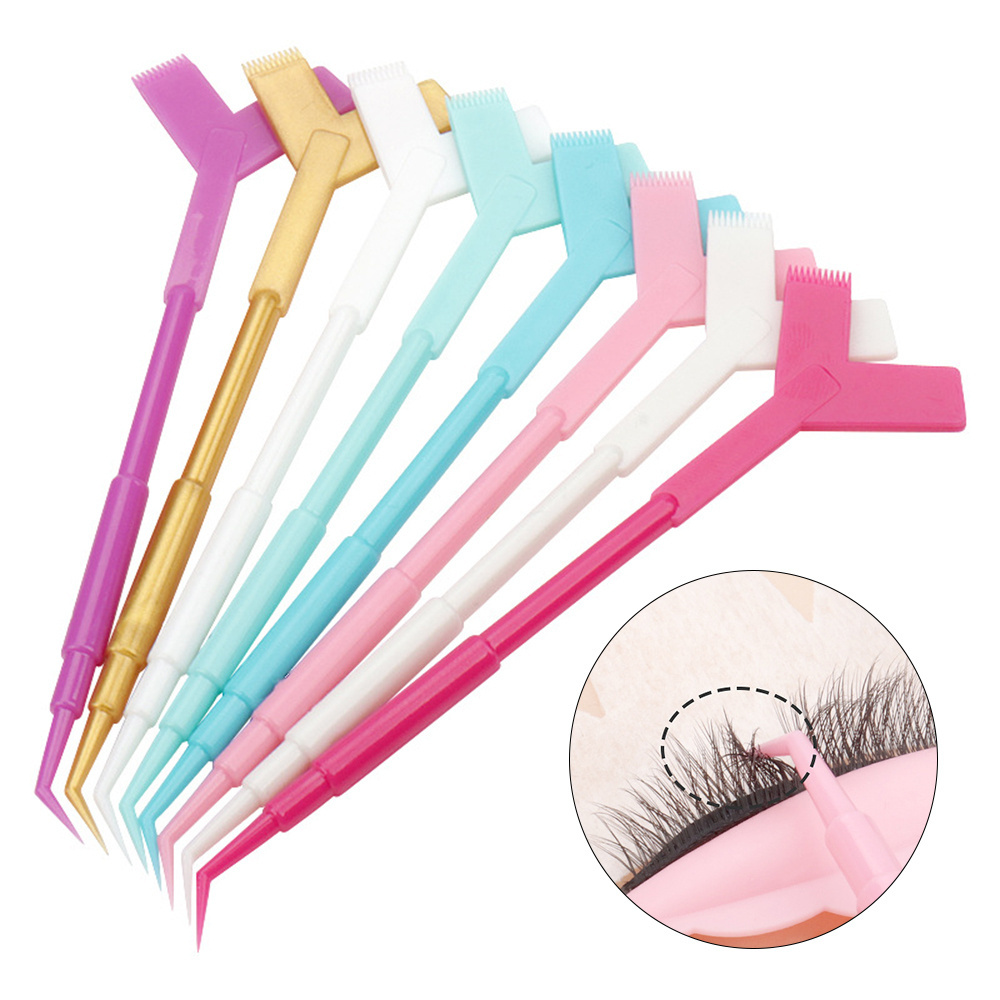 Plastic Eyelash Perming Stick Tool Hot Glue Spoon Y Shape Comb Brush Lash Lifting Curler Applicator