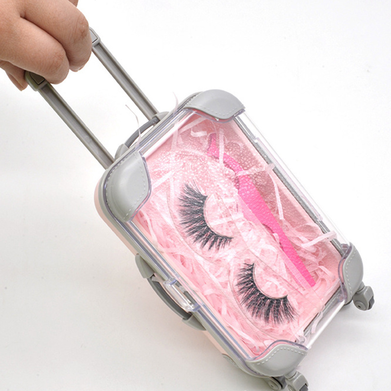 Cute Mini Luggage Case Eyelash Shampoo Foam Package 3D Mink Eyelashes Suitcase