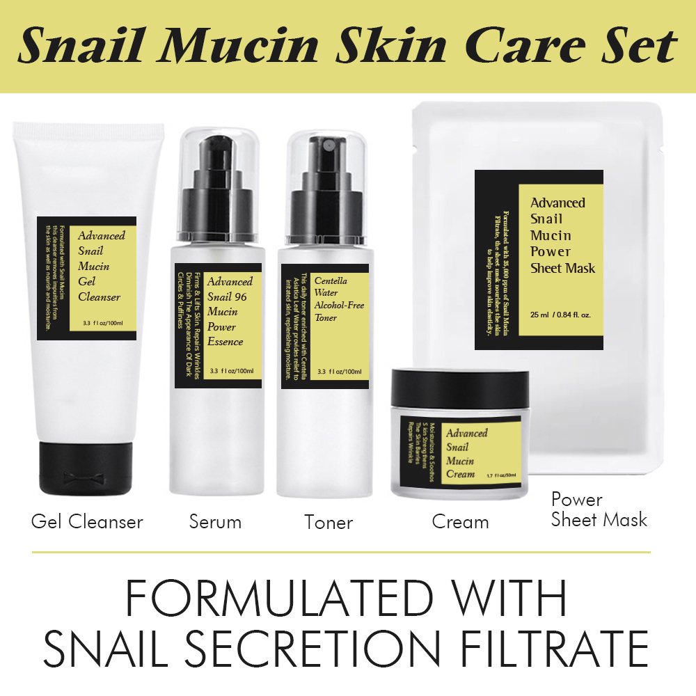 BLIW Private Label Custom Logo High Quality Beauty Whitening Moisturizing Brightening Snail Mucin Skin Care Set For All Skin