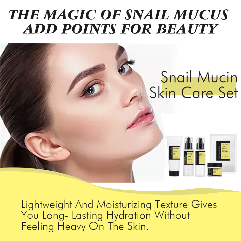 BLIW Private Label Custom Logo High Quality Beauty Whitening Moisturizing Brightening Snail Mucin Skin Care Set For All Skin