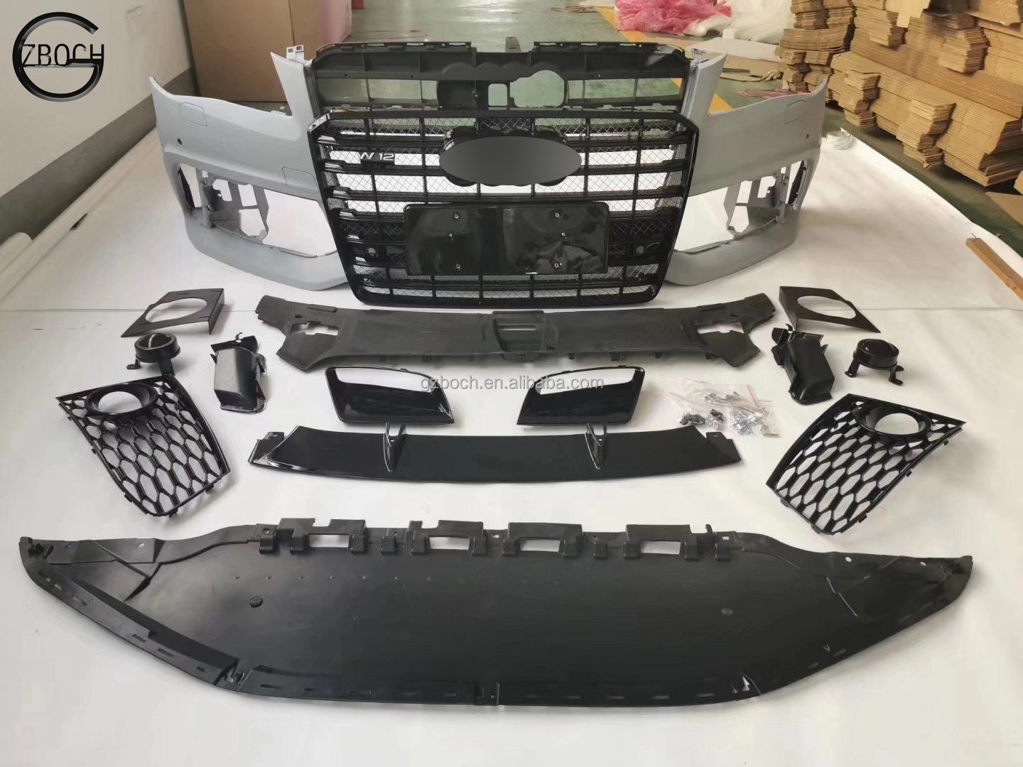 Auto parts for Audi A8 upgrade RS8 style body kit rs8 front bumpers with car grills diffuser tips