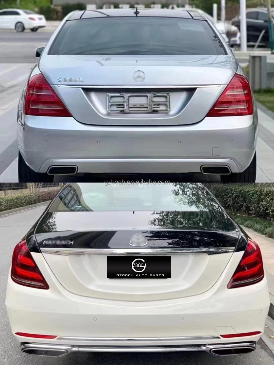 old to new body kit w221 For Mercedes Benz W221 S600 S500 S350 upgrade W222 Maybach lights trunk lid Front Rear car bumpers