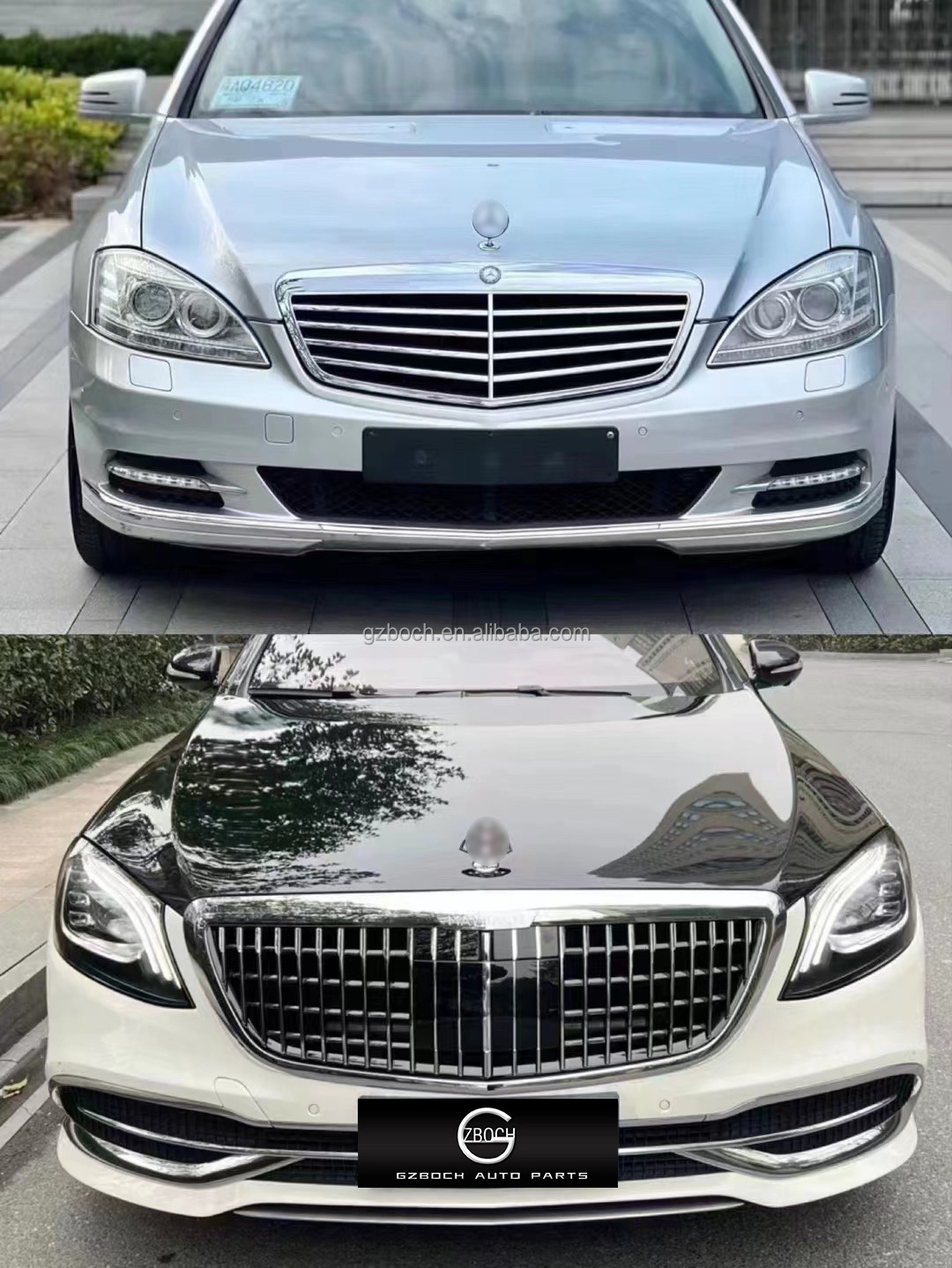 old to new body kit w221 For Mercedes Benz W221 S600 S500 S350 upgrade W222 Maybach lights trunk lid Front Rear car bumpers