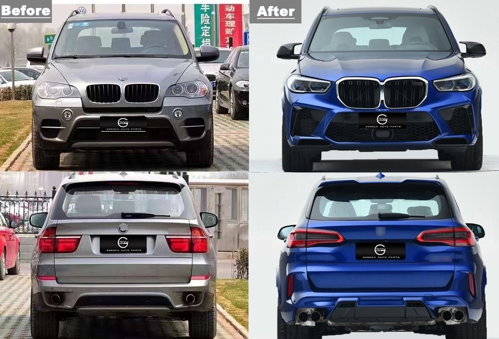 X5 Car Bumpers For BMW X5 E70 upgrade G05 X5m Body kit fenders hood rear diffuser exhaust pipe trunk lid old to new headlights