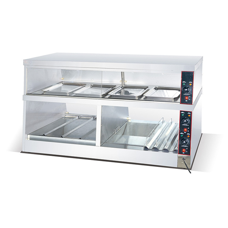 Cheap price fast food shop food display showcase customize commercial buffet food display warmer