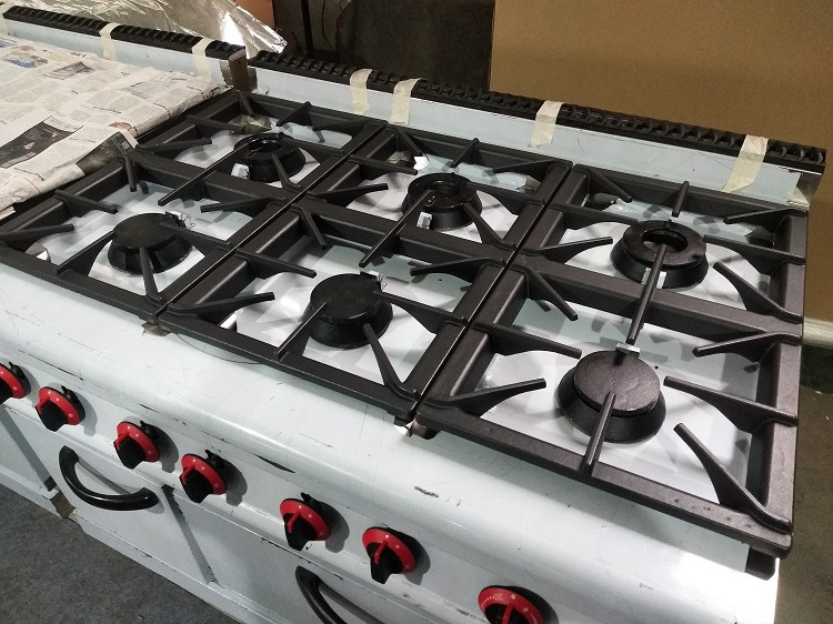 Restaurant hotel commercial gas range 6 head burner oven multi-function gas cooker