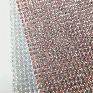 Adding Glue Aluminum Base Pink Crystal Mesh Rhinestone Mesh Fabric