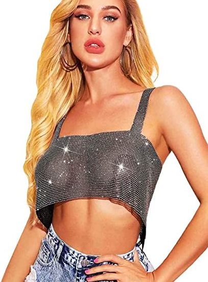 Hot Sexy Club Wear Crystals Crop Top Shinny Rhinestone New Clothes