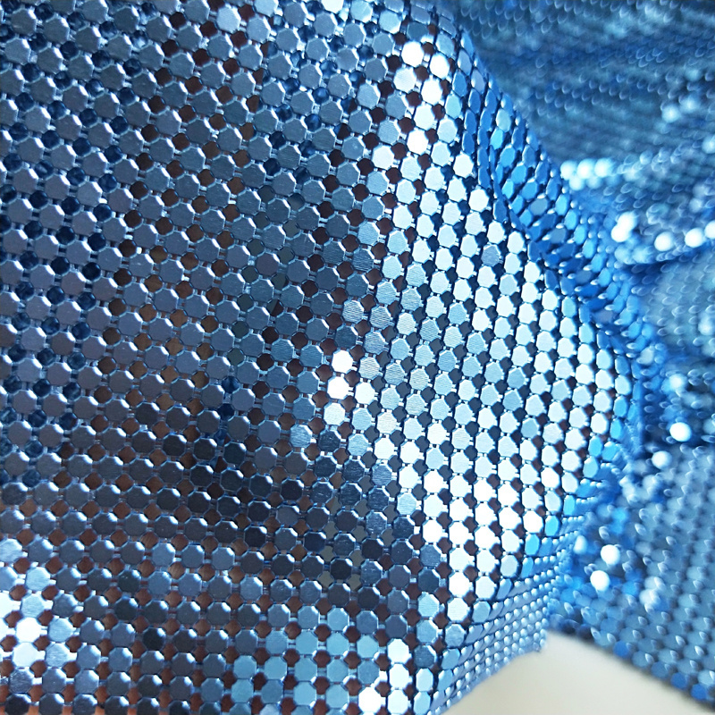 Shiny Flexible Aluminum Chain Mail Fabric Metallic Metal Sequin Mesh Fabric For Clothing Home Decoration