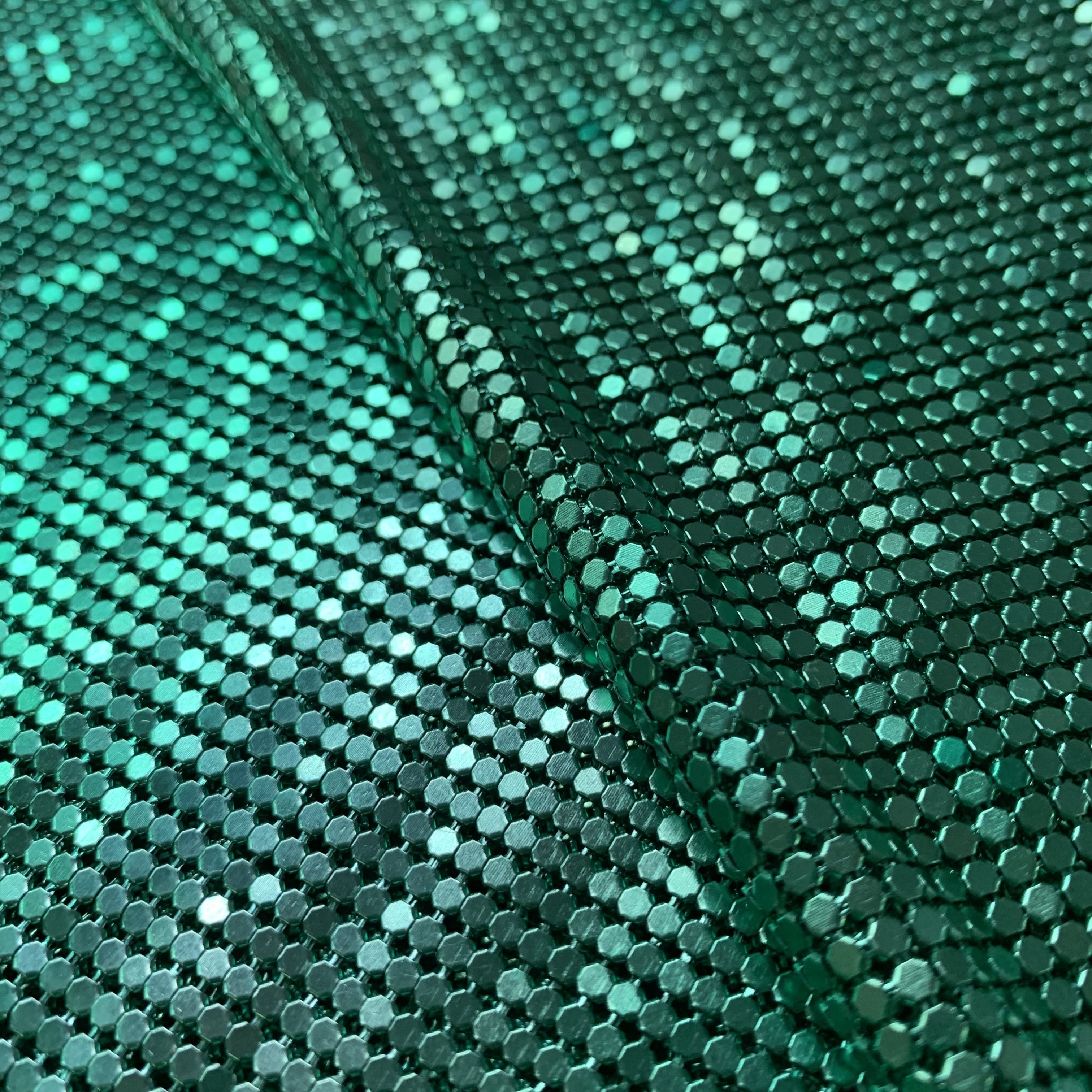 Green Soft Sequin Mesh Fabric Shiny Metallic Decorative Aluminum Flexible Sequin Drill Mesh Fabric