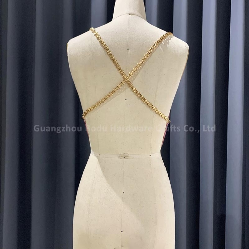 2022 Fashion Women Wear Backless Rhinestone Chain Top Luxury Aluminum Crystal Mesh Party Top