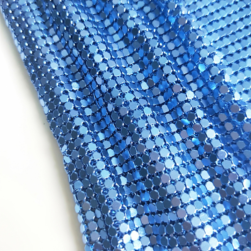 Shiny Flexible Aluminum Chain Mail Fabric Metallic Metal Sequin Mesh Fabric For Clothing Home Decoration