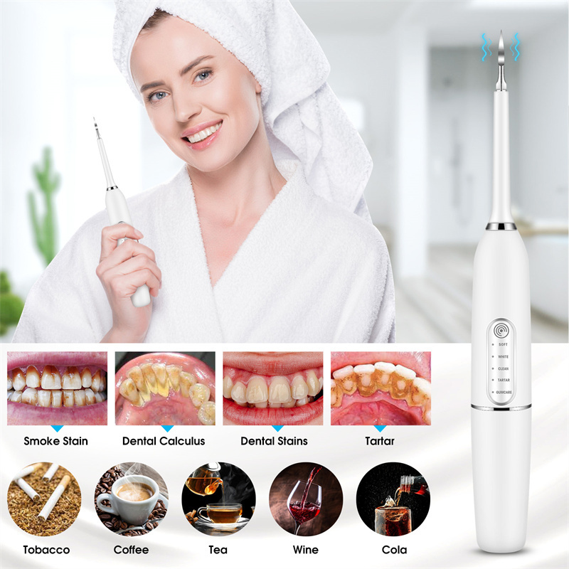 Handheld Ultrasonic Scaler Dental Tartar Calculus Remover 5 Modes Home Use Teeth Whitening Kit