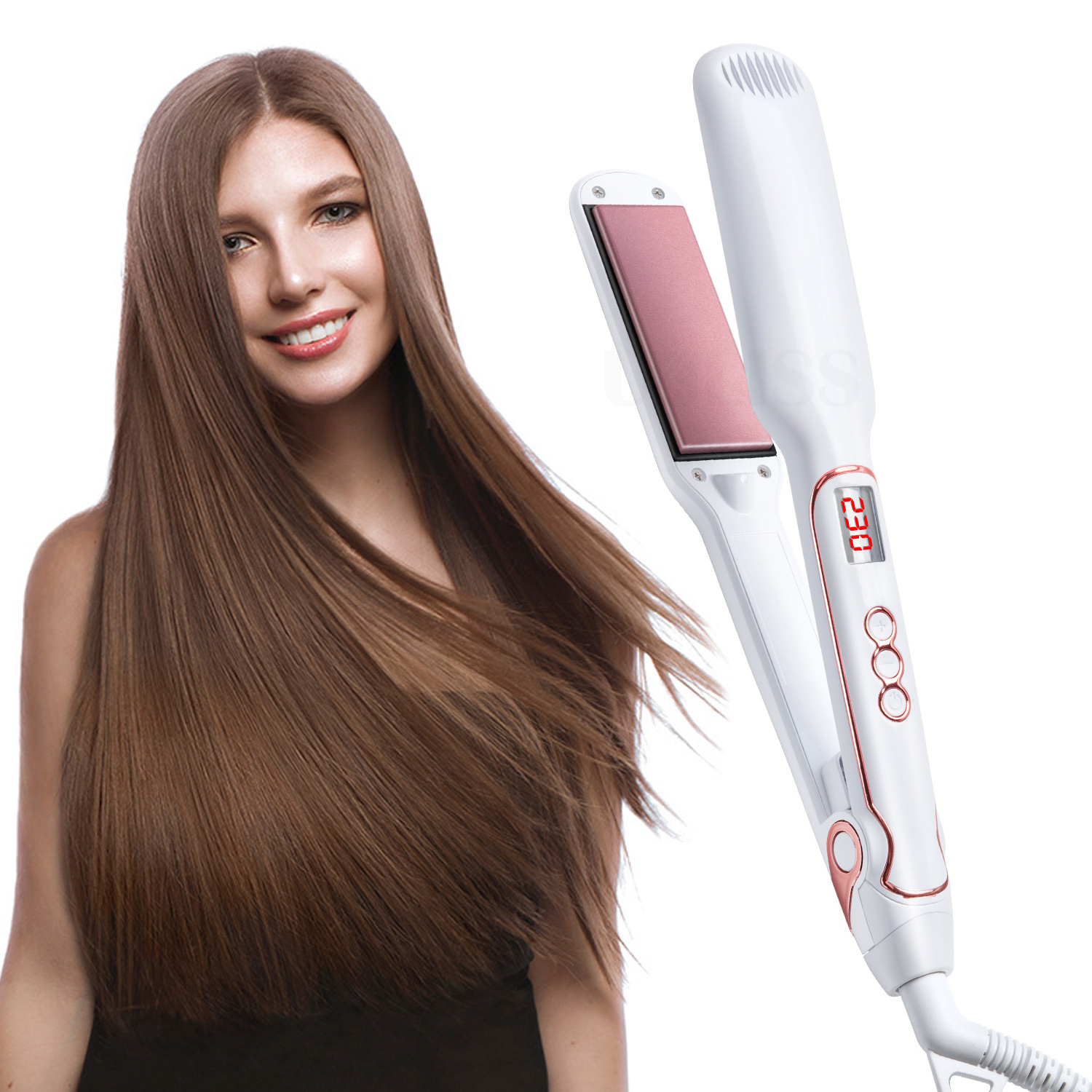 2 In 1 Hair Straightener and Curler Curling Iron for All Hair Types Tourmaline Ceramic Twisted Flat Iron for Hair Styling