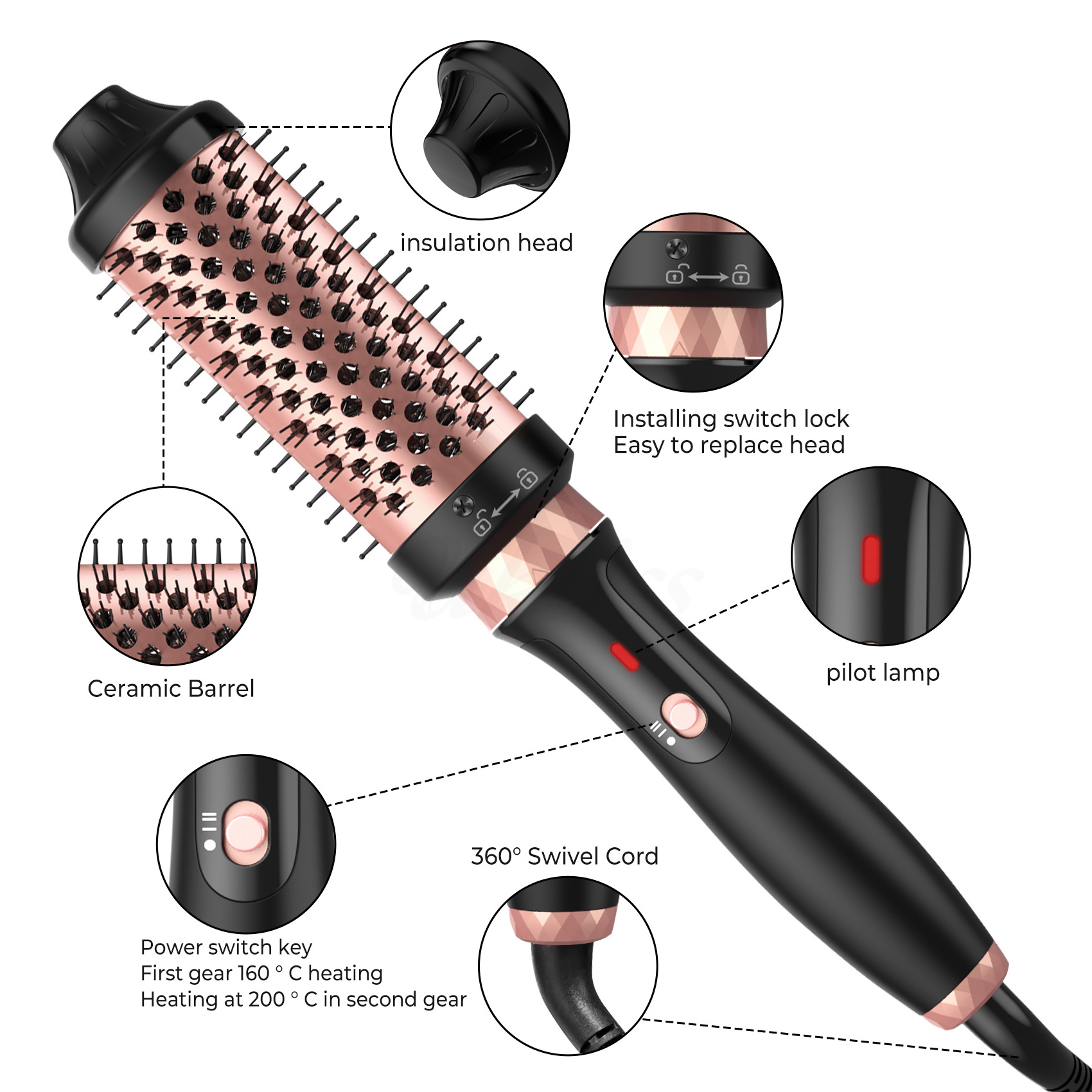 Custom Ceramic Hair Curler Dual PTC Hair Volumizing Curling Electric Hair Curler Comb