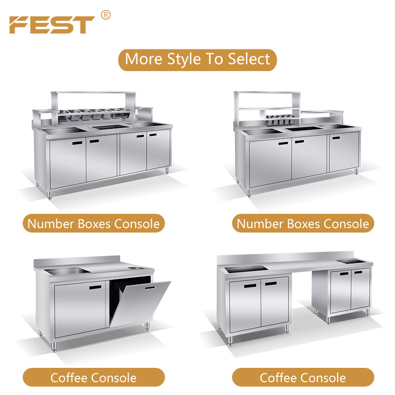 Commercial boba counter Stainless Steel Milk Tea Shop Counter All Set Bubble Tea Equipment Customized Design Bubble Tea Counter