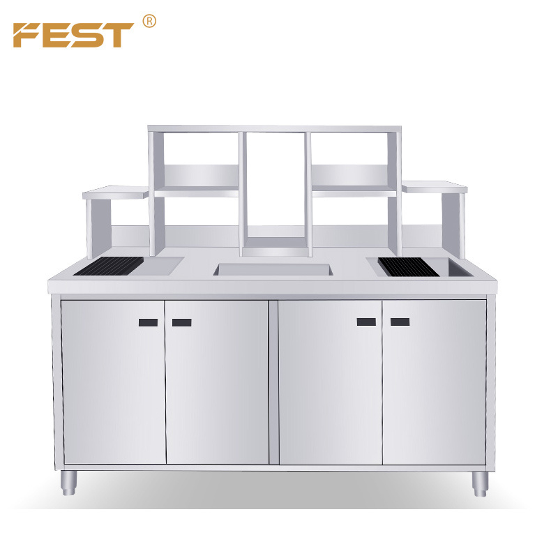 Commercial boba counter Stainless Steel Milk Tea Shop Counter All Set Bubble Tea Equipment Customized Design Bubble Tea Counter