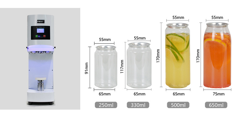 FEST Automatic Tea Pet Jar Tin Seal Machine Beverage Pet Clear Can Sealing Machine