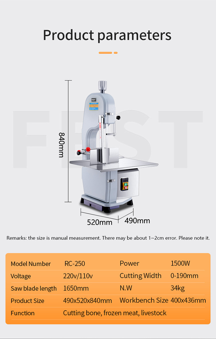 RC250 electric meat bone sawother food processing machinery meet cutter bone grinder bone meat cutting machine handheldbone saw